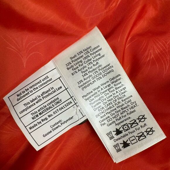 Eddie Bauer Womens Yukon Classic Taupe Orange Down Puffer Jacket Large - Picture 6 of 9